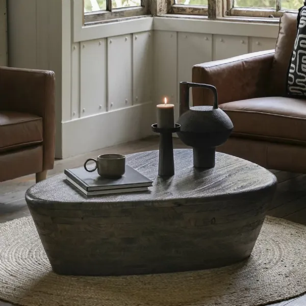Chunky Dark Mango Wood Triangular Shaped Coffee Table