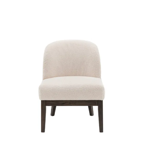White Fabric Curved Back Chair