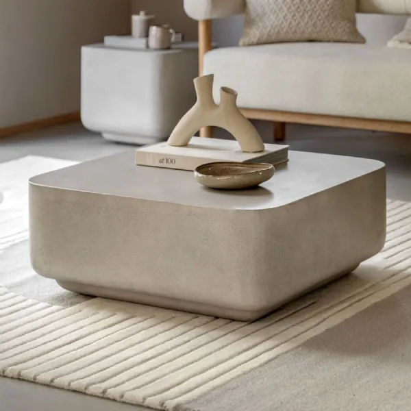 Large Concrete Effect 75cm Square Coffee Table