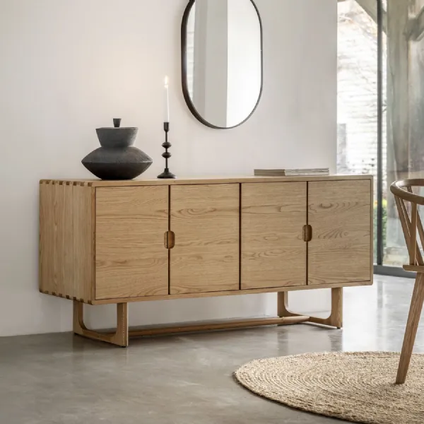 Natural Oak Large 4 Door Wide Sideboard