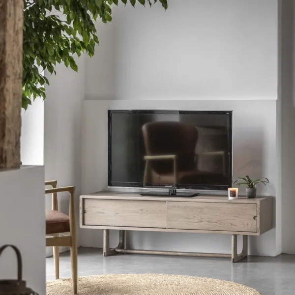Smoked Oak 2 Door Wide TV Media Entertainment Unit
