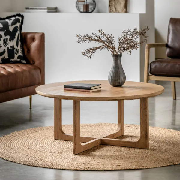 Natural Oak Large 90cm Round Coffee Table