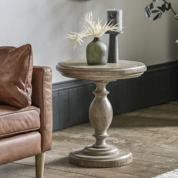 Natural Wood Round Wooden Side Table Rustic Design
