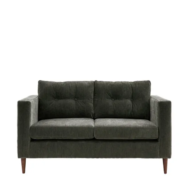 Dark Green Block Arm Two Seater Sofa
