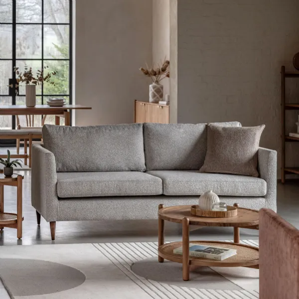 Natural Fabric Upholstered Large 3 Seater Sofa