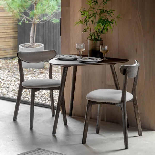 Small Oval Dining Table Smoked Oak Finish Retro Style