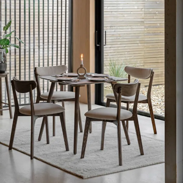 Dark Smoked Oak Small Square Kitchen Dining Table
