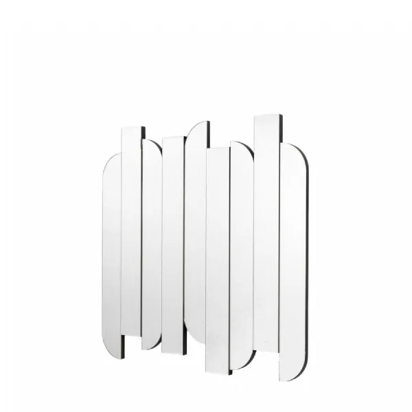 Art Deco Rectangular Curve Panel Silver Abstract Wall Mirror