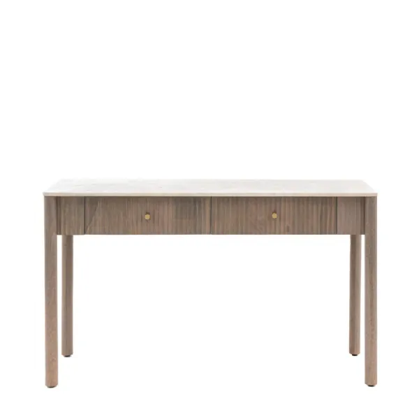 White Marble Top Two Drawer Console