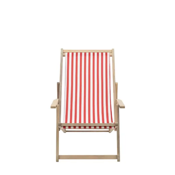 Striped Red Adjustable Deck Chair