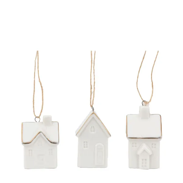 Pearly White Hanging House Ornaments (3pk)