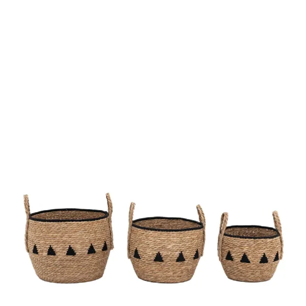 Alid Baskets Natural And Black (Set of 3)