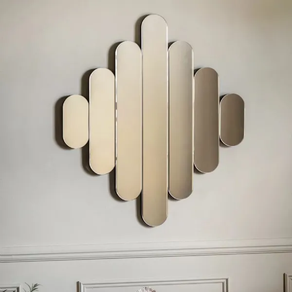 Silver Rounded Strips Decorative Wall Mirror