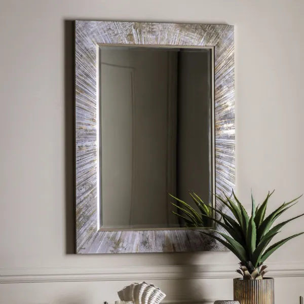 Gold and Cream Radiating Patterned Rectangular Wall Mirror