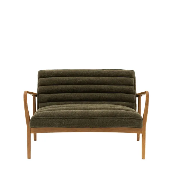 2 Seater Green Wooden Sofa