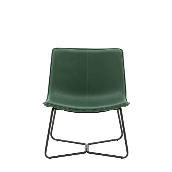 Green Curved Faux Leather Lounge Chair