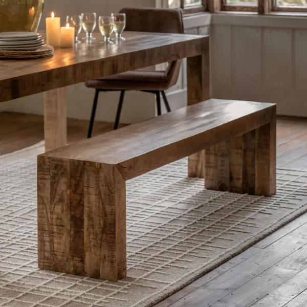 Natural Rustic Wooden 160cm Large Dining Bench