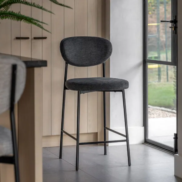 Charcoal Fabric Kitchen Counter Bar Stool