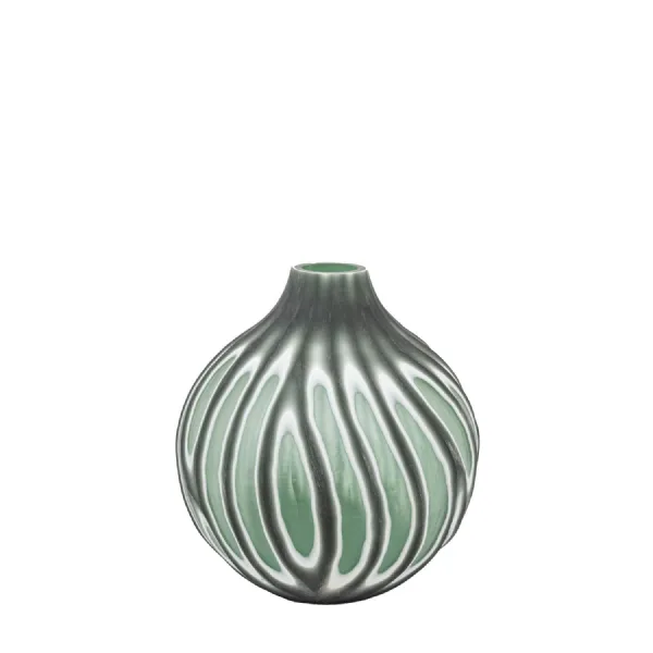 Swirl Hand Carved Glass Vase Sage Small