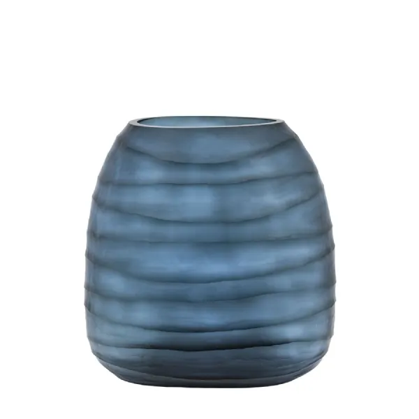 Handblown Carved Glass Vase Ink Large