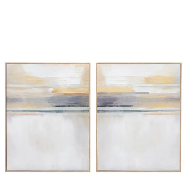 Set of 2 Large Natural Sunset Framed Wall Art