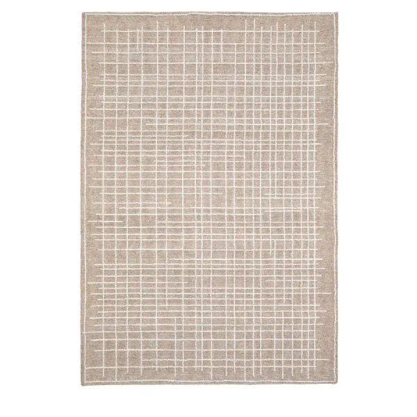 Cream Tufted Linear Rug Large