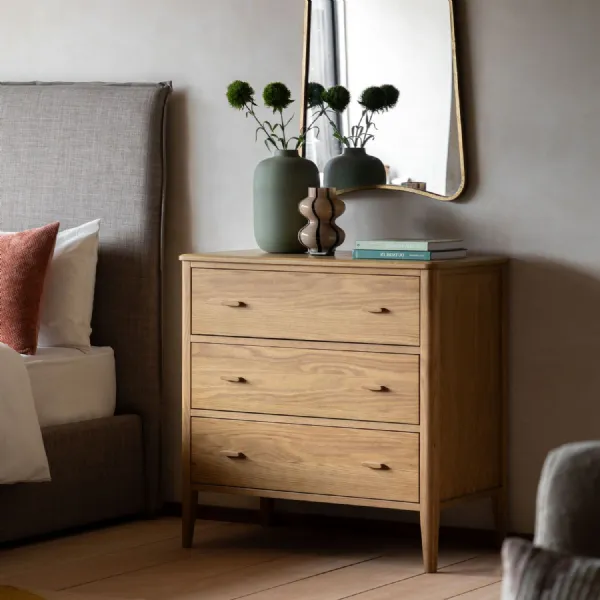 Natural Wooden Chest of 3 Drawers