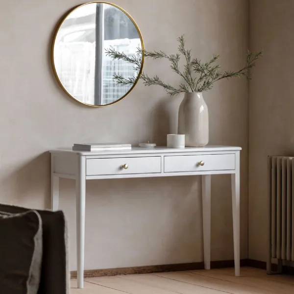 White Wooden 2 Drawer Console Table