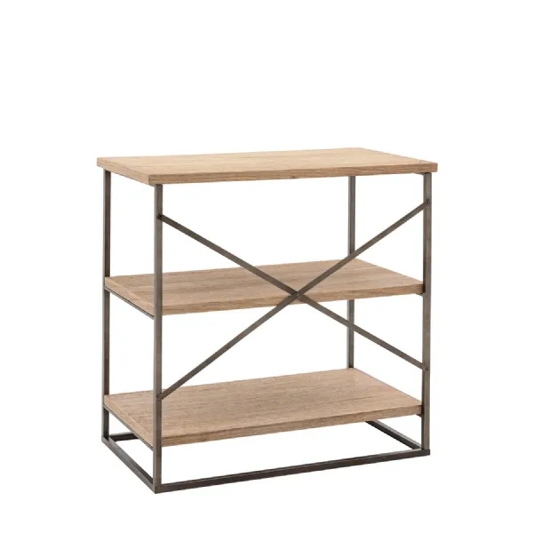 Black Metal Framed Small Shelving Display Unit Wood Shelves