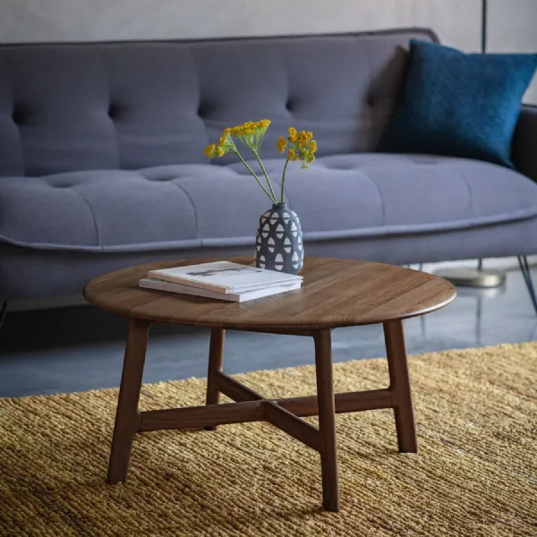 Walnut Dark Wood 80cm Round Coffee Table