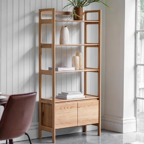 Oak Open Display Bookcase Shelving Unit