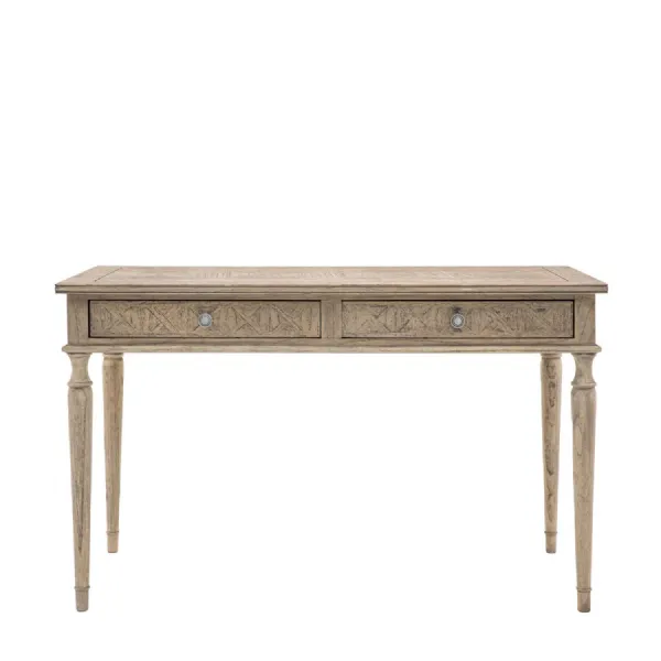 Carved Parquet Natural Wood Desk