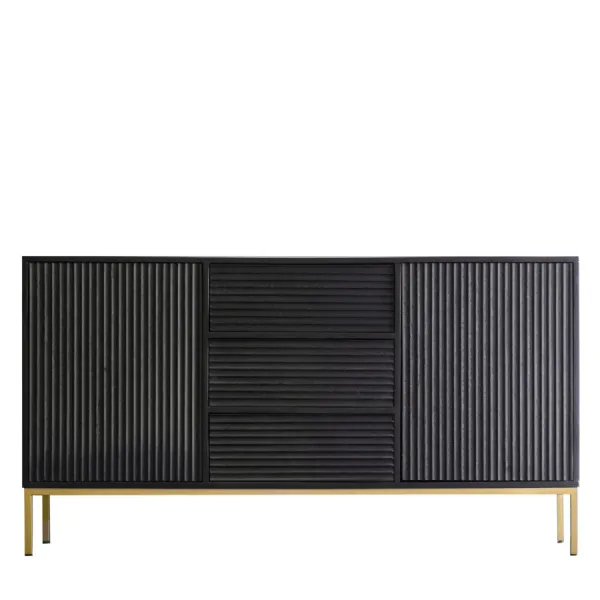 Black And Gold Ribbed Sideboard