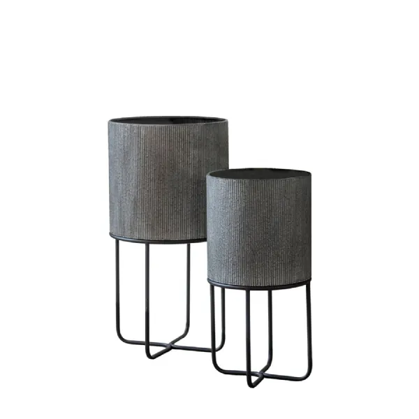 Eda Metal Planter Set of 2 Grey 300x580mm