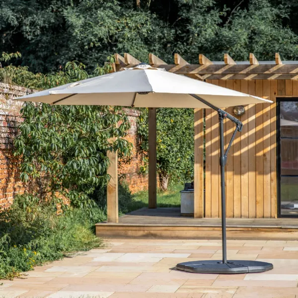Large Cream 3 Meter Cantilever Sun Parasol with Crank Handle
