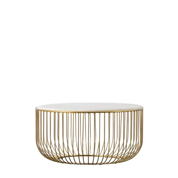 Gold Iron Wire Marble Top Coffee Table