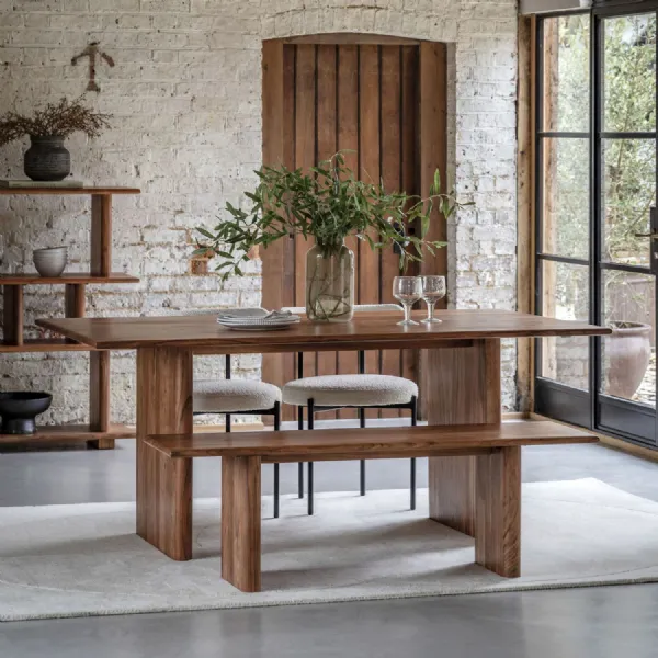 Large 180cm Dining Table Acacia Wood Curved Ends