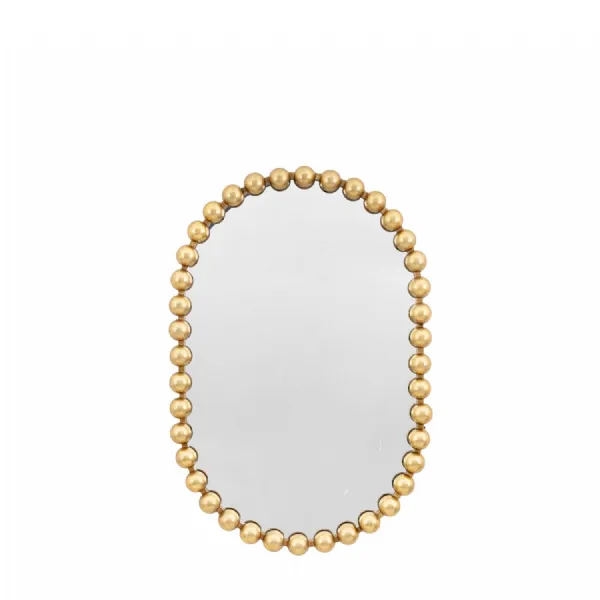 Gold Pill Shaped Plain Wall Mirror with Ceretti Design