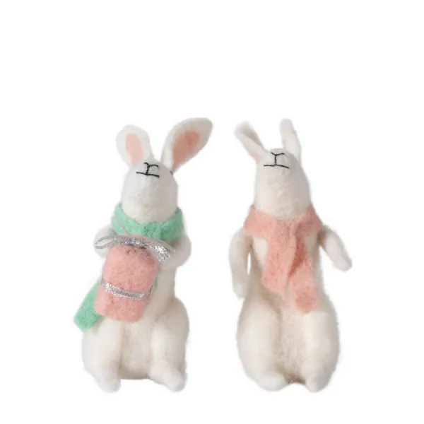 Gifting Hares White (Set of 2) 100x130x170mm