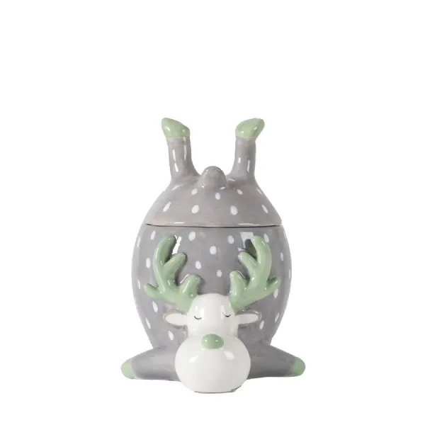 Reindeer Pot with Lid Grey 145x125x175mm