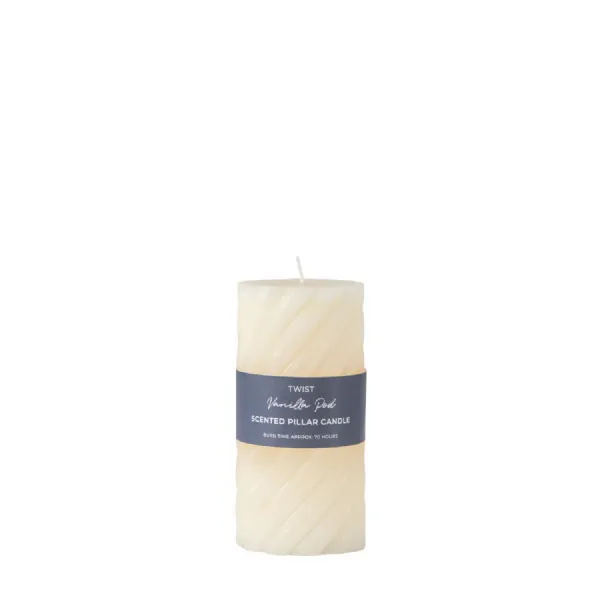 Vanilla Pillar Candle Twist Ivory (2pk) D75x150mm
