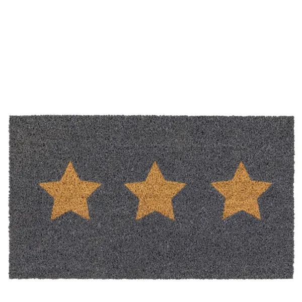 Three Gold Stars Grey Coir Doormat
