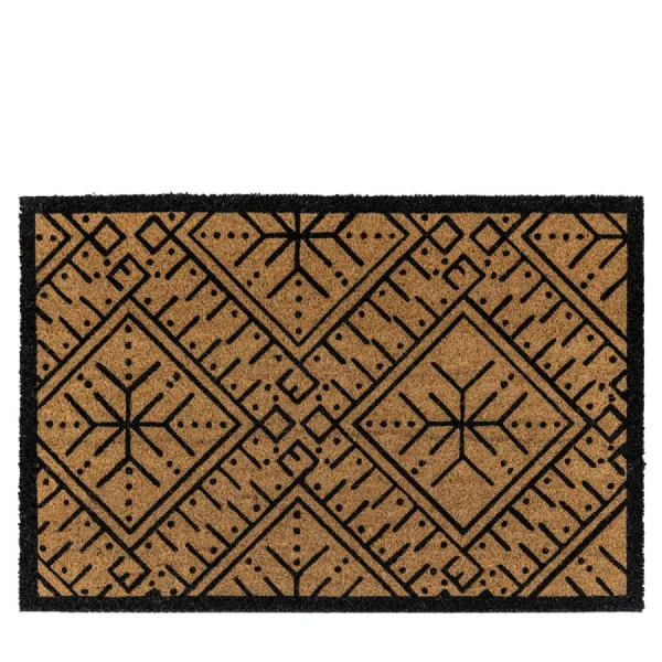 Ikat Black and Natural Coir Doormat 600x900mm