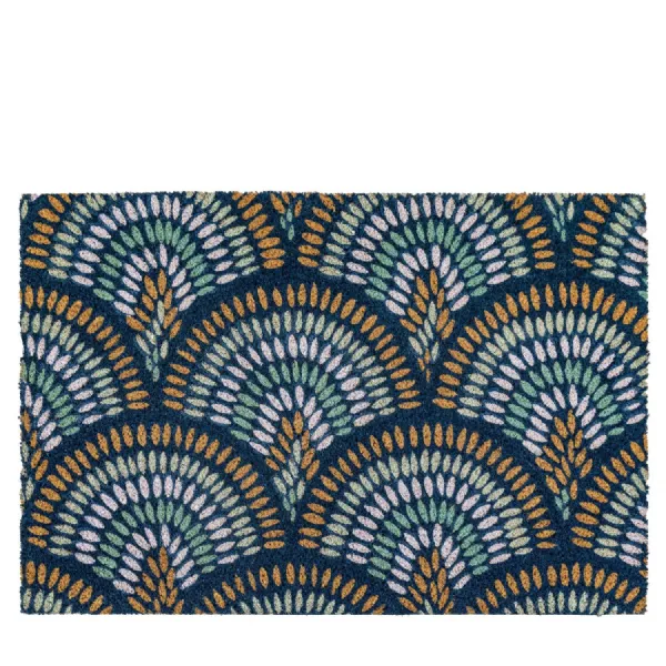 Ikat Navy Peacock Doormat 600x900mm