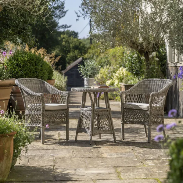 Grey Rattan Outdoor Garden 2 Seater Bistro Set
