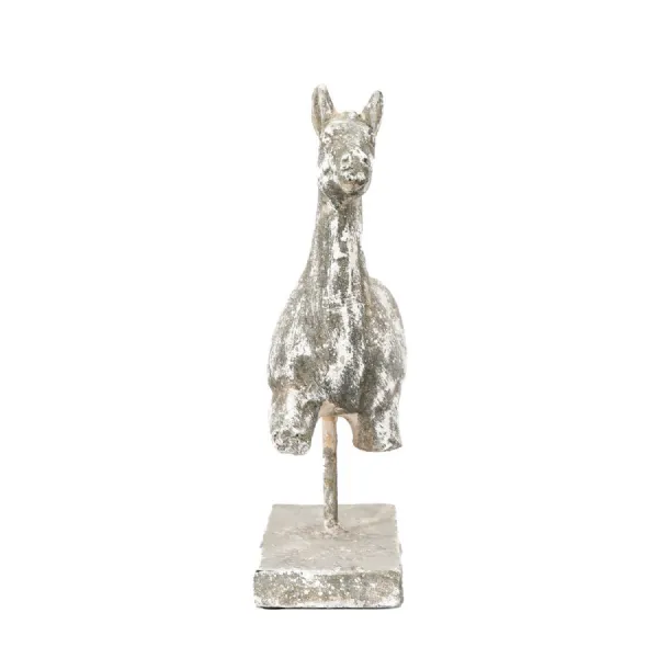 Antique White Cement Horse Sculpture