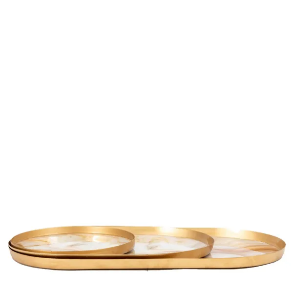Sahara Round Marbled Tray (Set of 3) 405x210x15mm