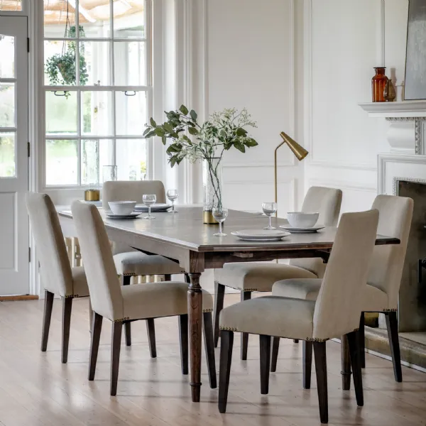 Grey Wooden Large Rectangular Extending Dining Table