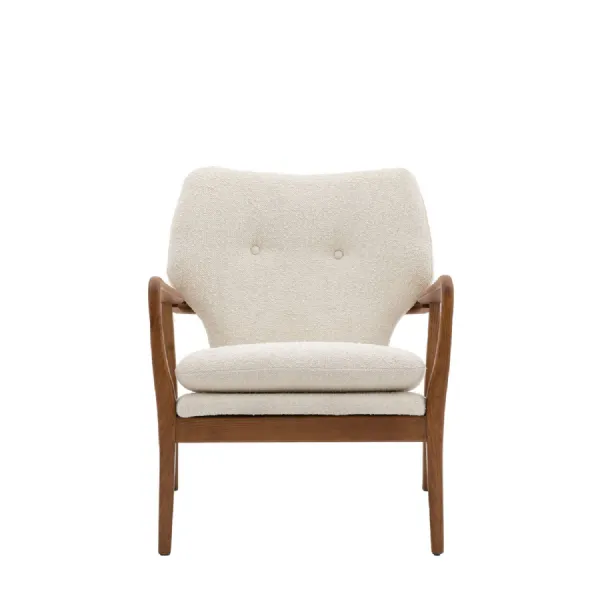Cream Boucle Oak Frame Armchair
