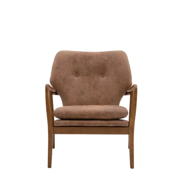 Brown Leather Mid Century Chair